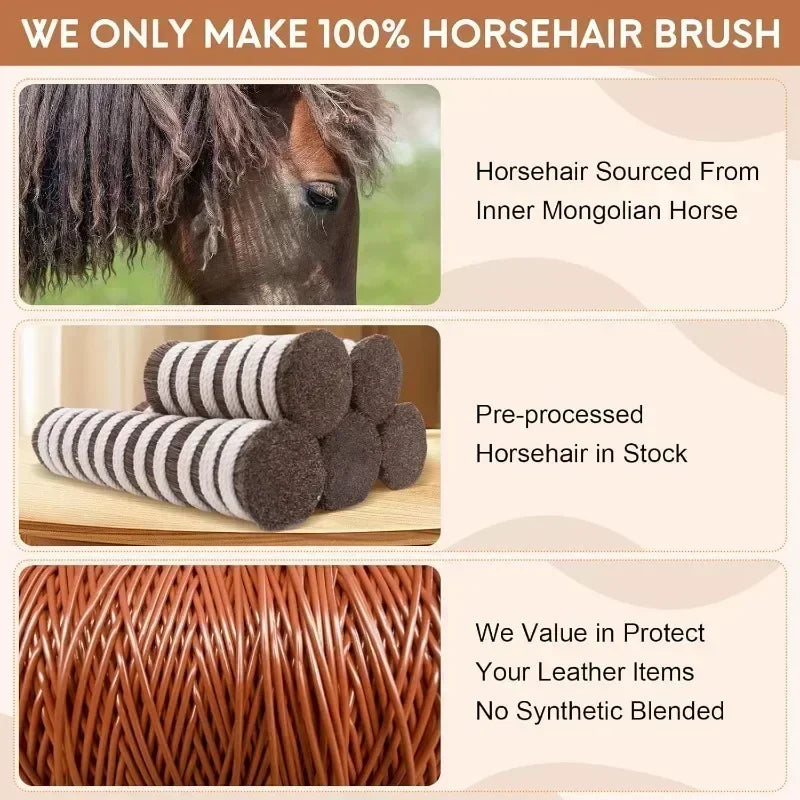 Horsehair Shine Shoes Brush Cleaning Leather Boots Care Brushes Suede Qme