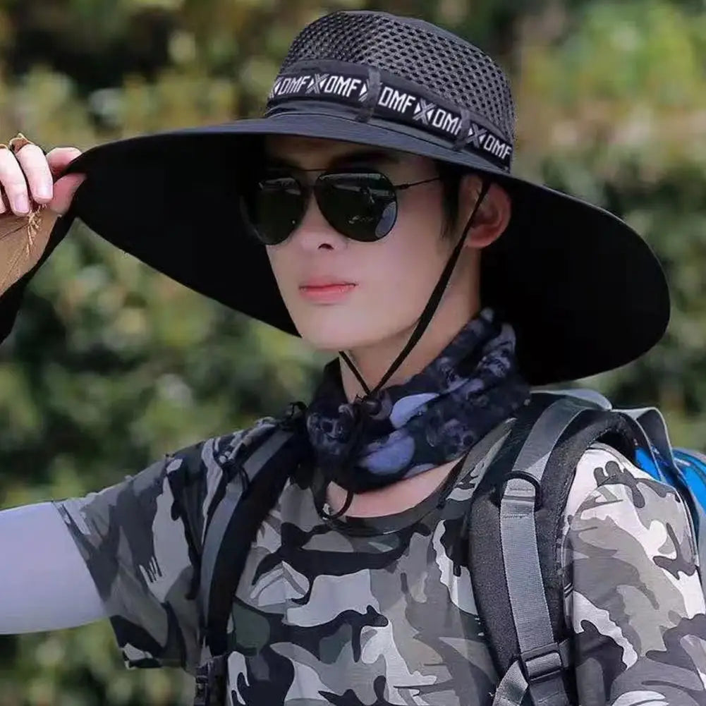 Summer Large Sun Hat Men Women Breathable Fishing Caps Sun UV Protection Mesh Fisherman Hat Hiking Outdoor Beach Cap Qme