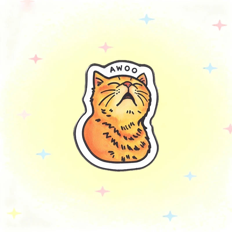 Japanese Style Funny Orange Cat Metal Enamel Brooch Cartoon Chubby Kitten Lapel Pin Cute for Backpack Clothes Jewelry Decor Qme