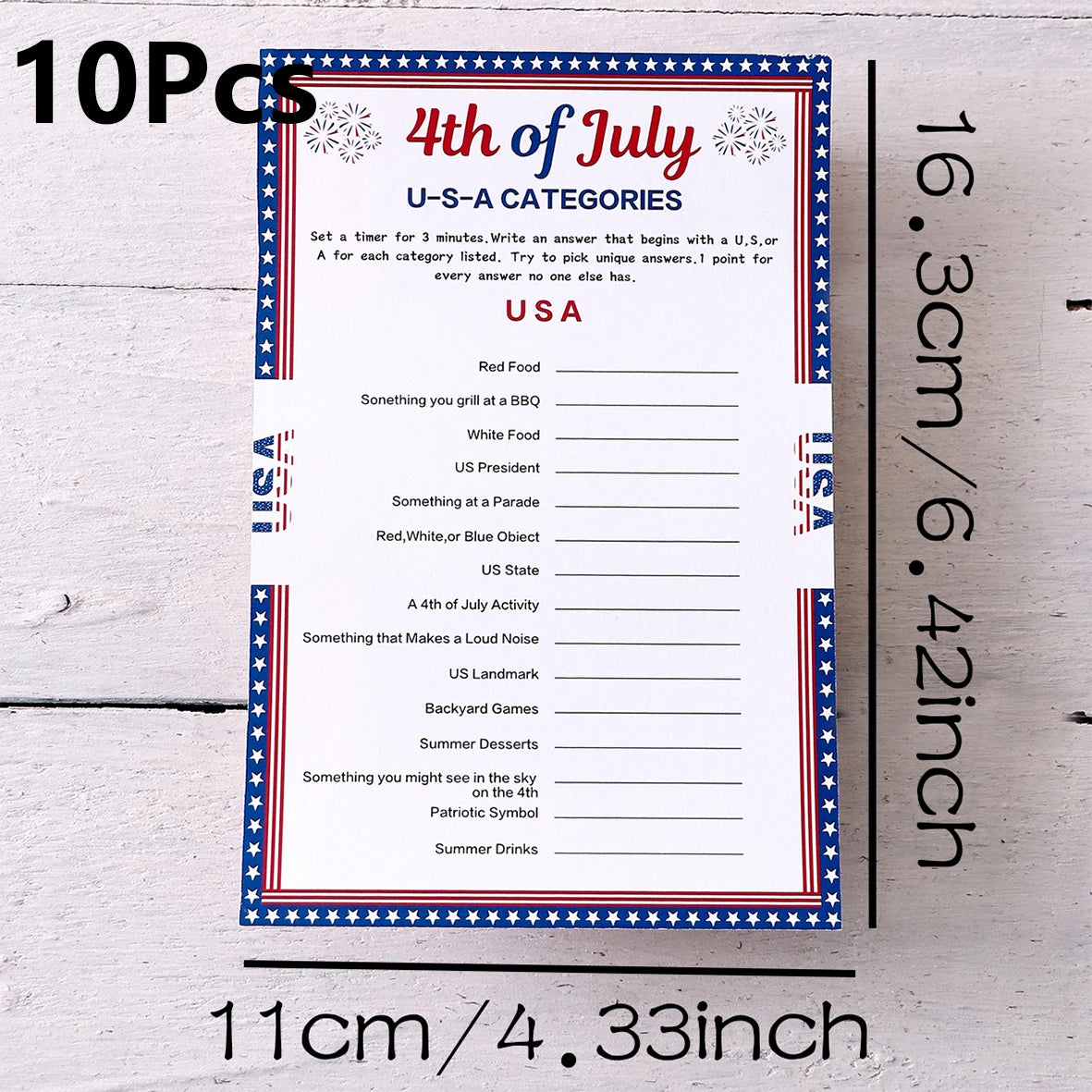 10 50Pcs Independence Day “Usa” Game Cards: Creative Independence Day Gifts and Board Games for Students—Party Supplies Qme 10Pcs