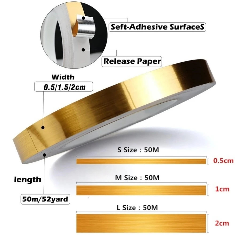 50M Self Adhesive Wall Decoration Stickers Floor Waterproof Gap Sealing Strip Kitchen Tiles Mould Proof Beauty Sewing Tape Qme