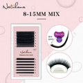 NATUHANA Eyelash Extension Premium Ellipse Flat Individual Split Tips Qme B 0.15MM 14mm