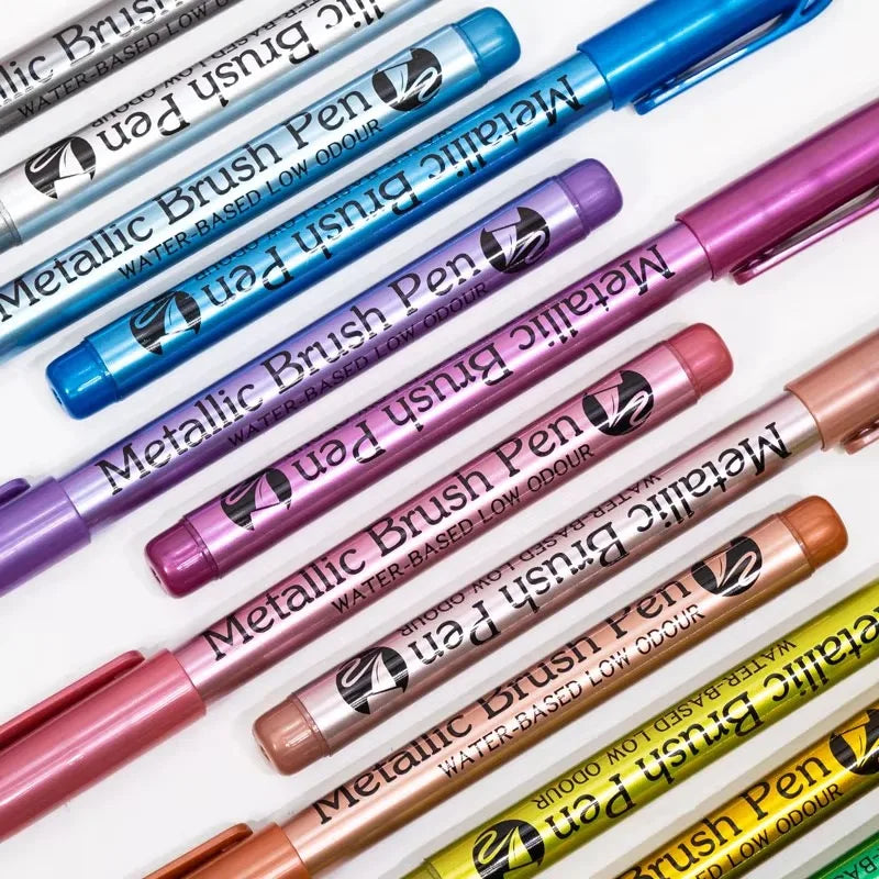 8/12 Colors Metallic Markers Pens Color Paint Pens for Black Paper, Glass, Rock Painting, DIY Scrapbook Album Qme