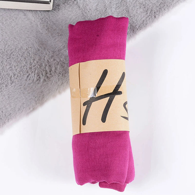 Women Native Windproof Scarf Shawls Wraps Solid Cotton Warm Scarves Qme Rose red