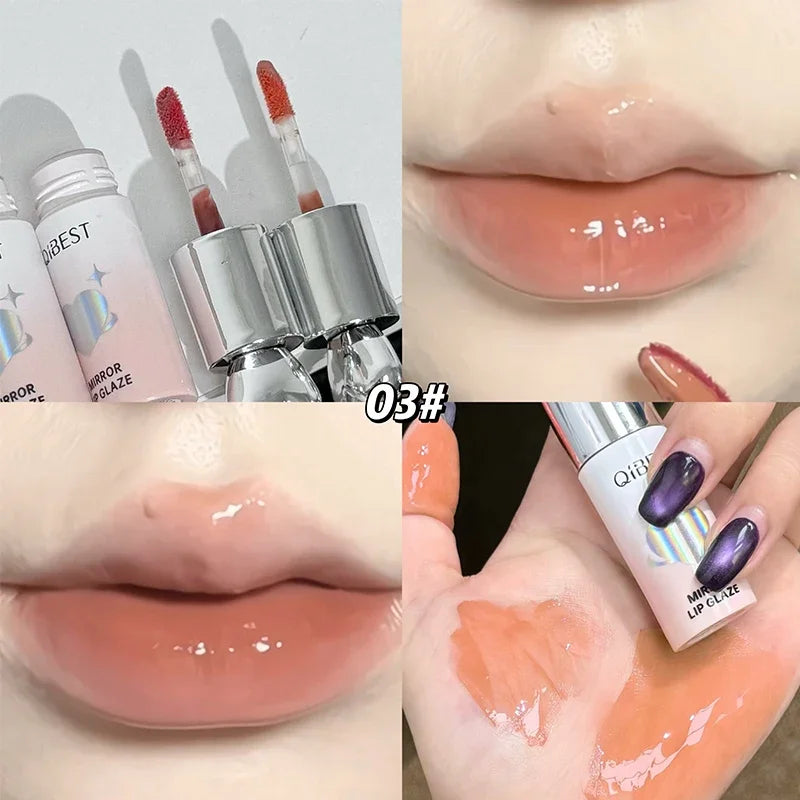 QIBEST Moisturizing Mirror Lip Glaze Long Lasting Lip Color Non Greasy Texture Liquid Lip Pigment Not Easy To Stick Lipgloss Qme 03