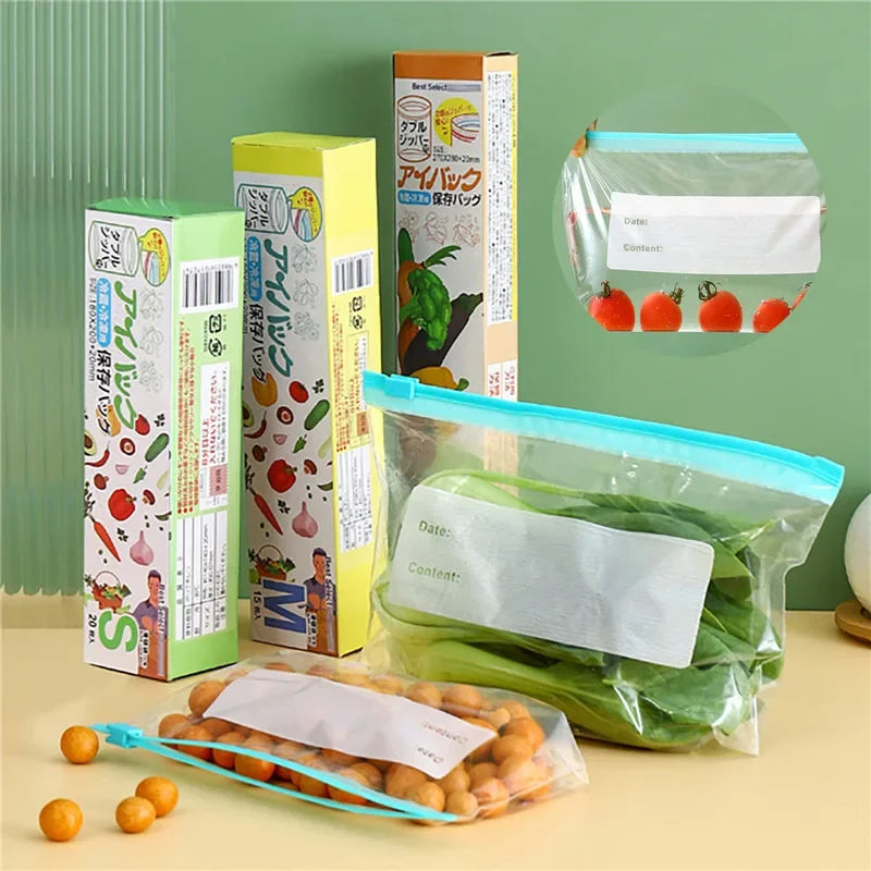 10/15pcs Thickened Sliding Lock Bag for Refrigerator Refrigeration, Freezing, Storage, Compact Bag, Food Grade Fresh-keeping Bag Qme