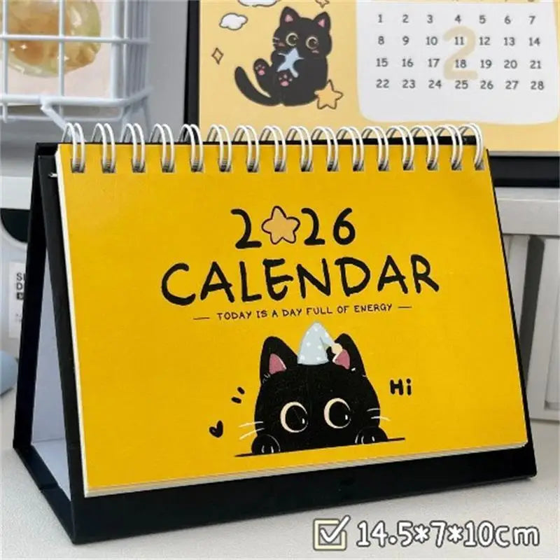 2026 Year Horse Mini Calendars Creative Desk Portable Travel Cute Cat Qme Yellow