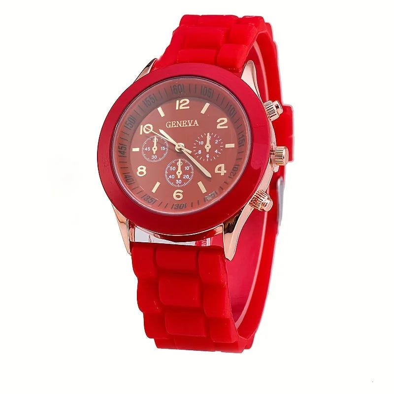 Watch Hot Sales Geneva Brand Silicone Women Watch Ladies Fashion Dress Quartz Wristwatch Female Watch montre relogio feminino Qme