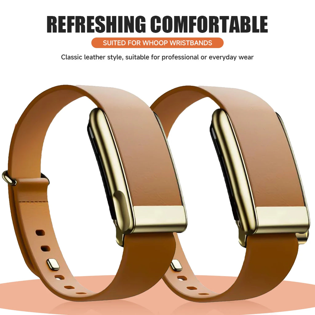 Leather Slim Waistband for WHOOP 5.0 /5.0MG Fitness Soft Breathable Replacement Strap Adjustable Protector Sports Wristband Qme