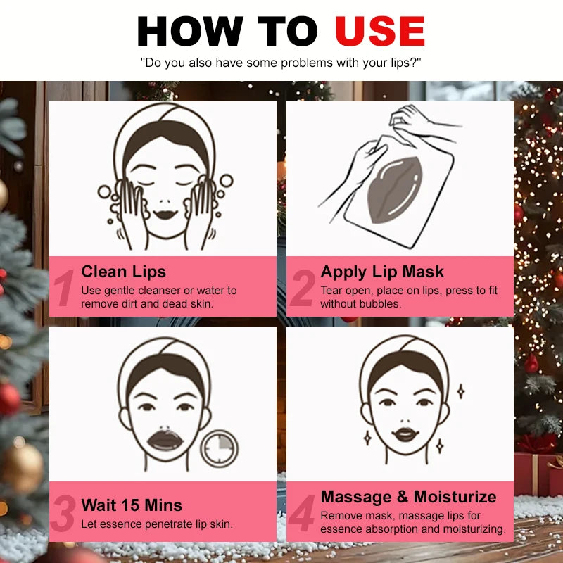 Gel Collagen Lip Mask Crystal Pads Moisturizing Anti-wrinkle Firms Qme