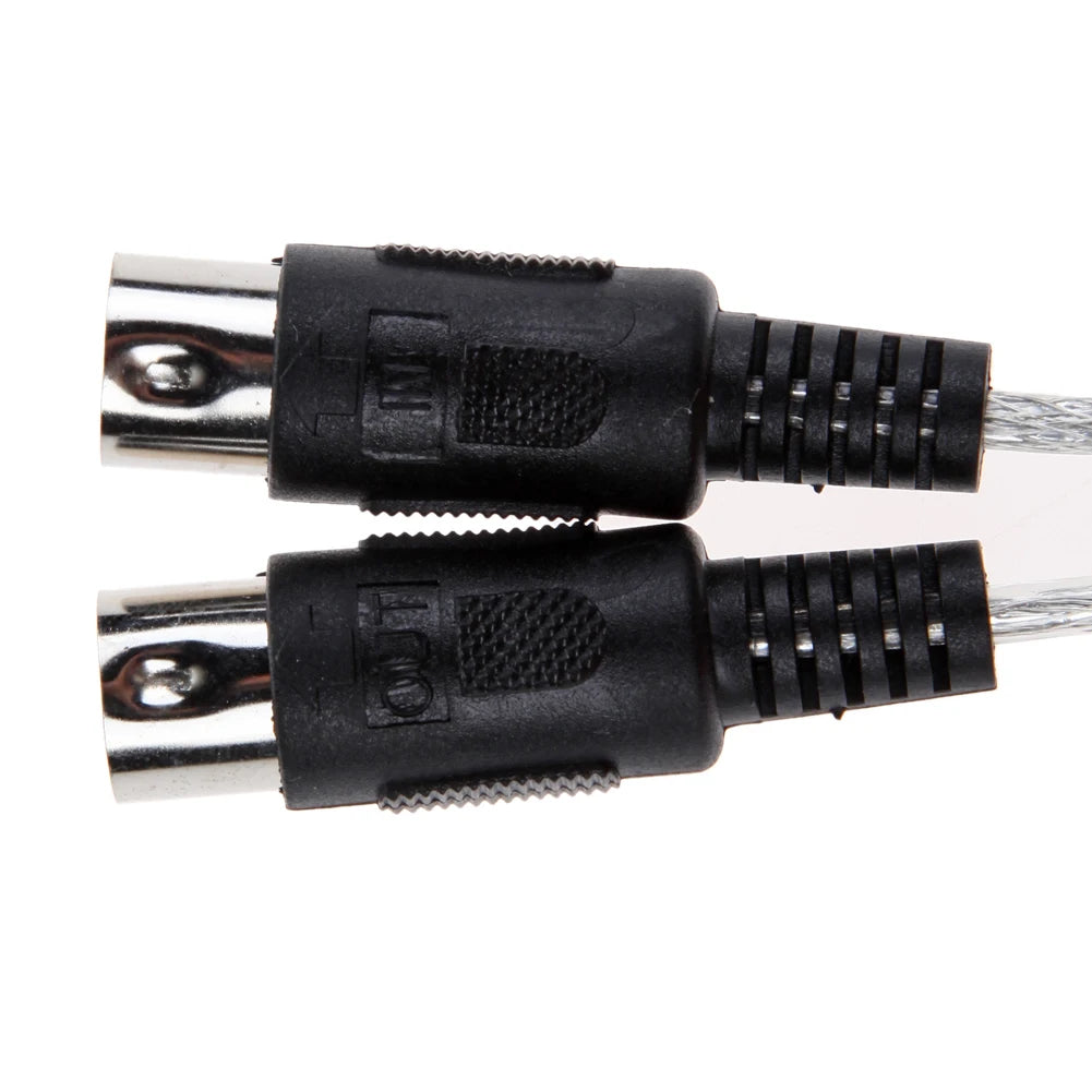 1 PC USB To MIDI Cable Converter PC To Synthesizer Music Studio Keyboard Interface USB Cable IN-OUT MIDI Converter Adapter Cord Qme