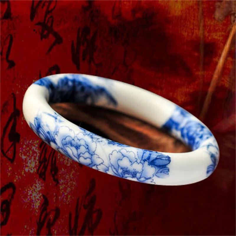 Chinese Antique Blue and White Porcelain Bangle Classic Ethnic Jingdezhen Ceramic Crafts Collection Jewelry Gifts Collection Qme 8-thin-1.2cm 58-60mm
