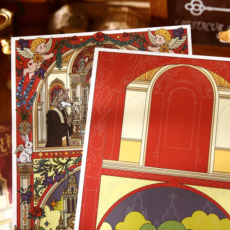 Vintage European Villa Miniature Scenes Great for Journal Scene Building Ideal Gift & Perfect Back-to-School Item Qme