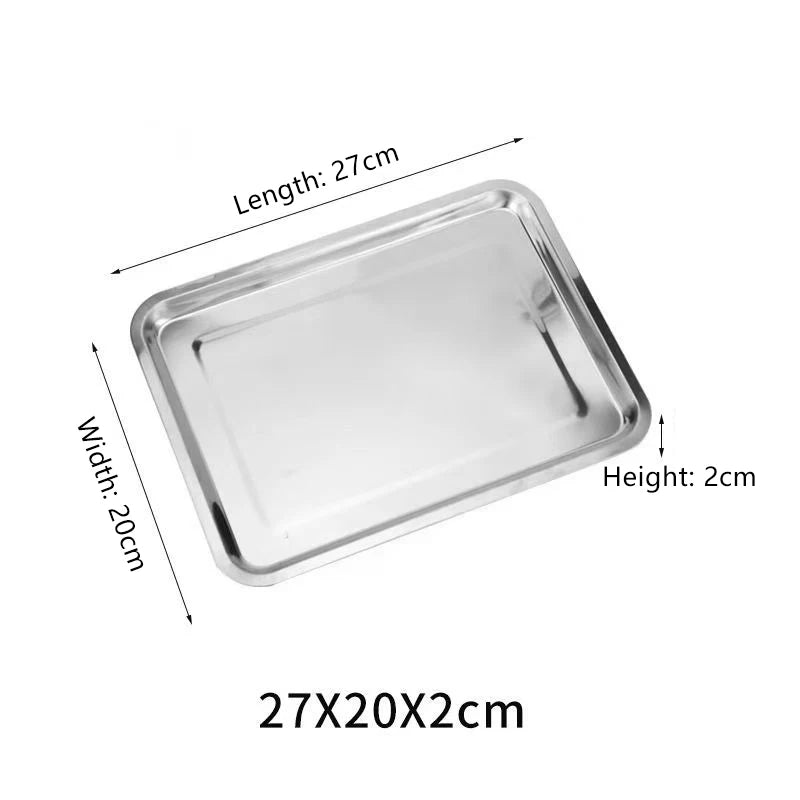 Durable Stainless Steel Serving Tray Great Barbecue Tea Storage Qme 2PCS P1