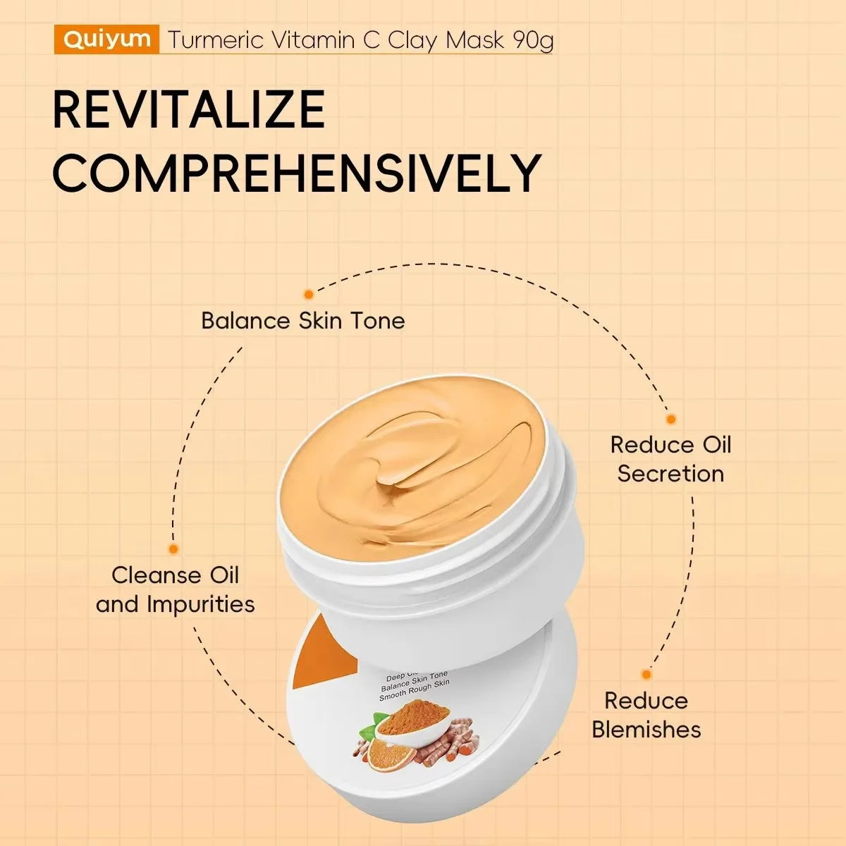 Turmeric Mud Mask Cleansing Pore Vitamin C Mud Mask Eliminate Pimples Inhibit Melanin Exfoliating Shrink Pores Face Skin Care Qme