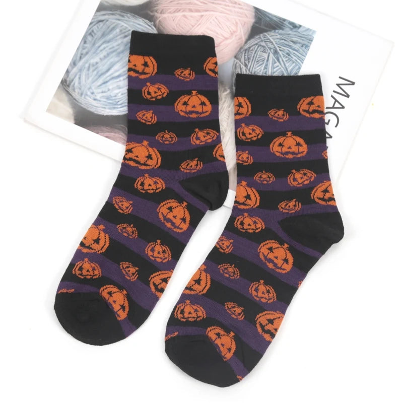 Anime Funny Socks Halloween Women Creative Cosplay Hip Hop Novelty Harajuku Bone Spider Web Male Skateboard Japanese Long Socks Qme A1 One Size