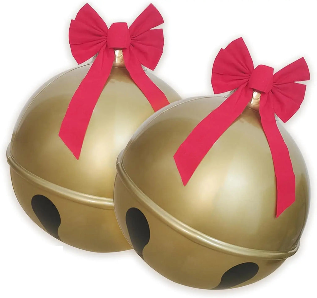 23.6-Inch Inflatable Christmas Ball with Bell Sound Outdoor Yard Fun Decoration Christmas Decorations Inflatable Bell Ornament Qme