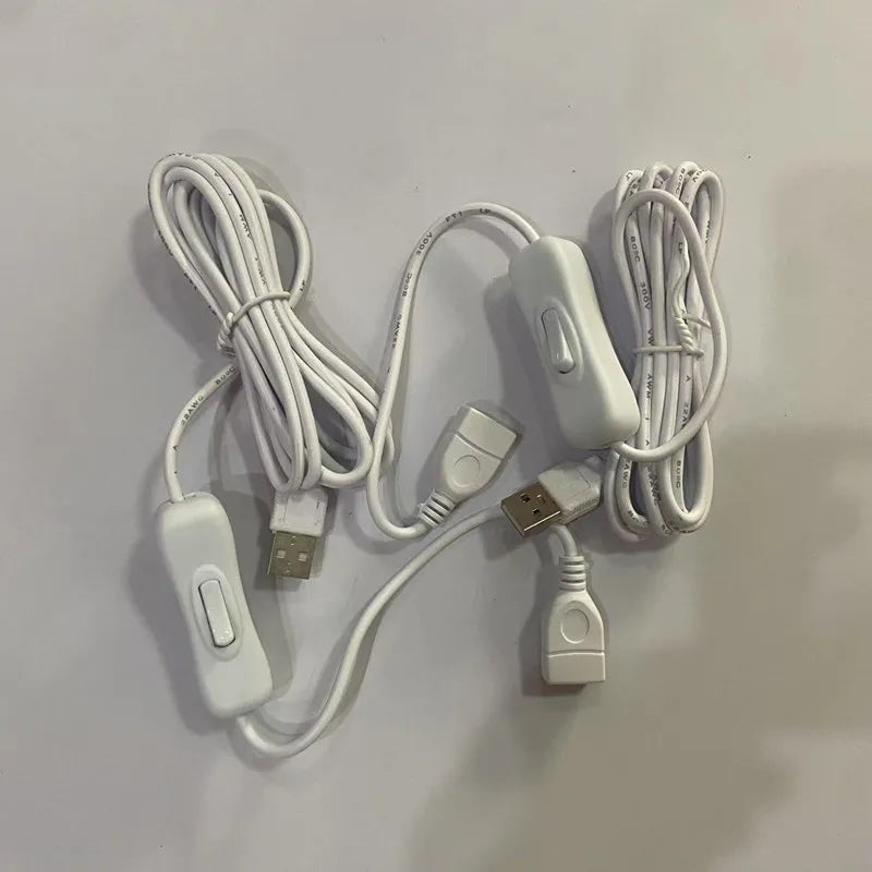 3pcs USB Cable With Switch ON/OFF 2Meters Length USB Extension Cable Toggle for USB Lamp Fan Power Supply Qme