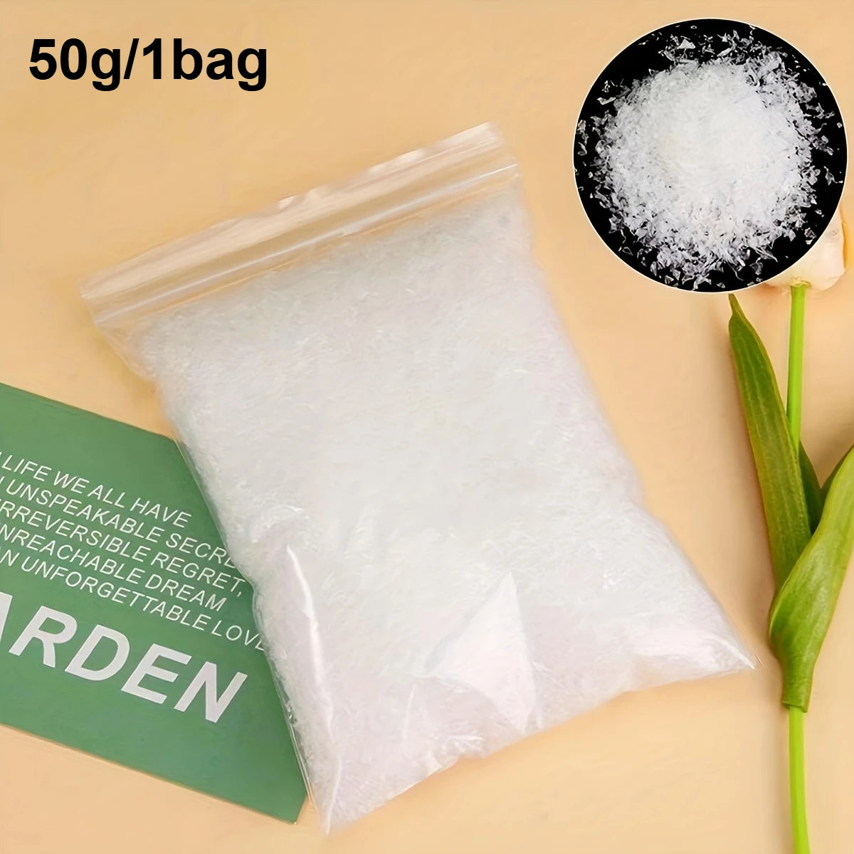 100g Artificial Snow Flakes, Fake Snow for Christmas Decor & Winter Crafts Qme 50g