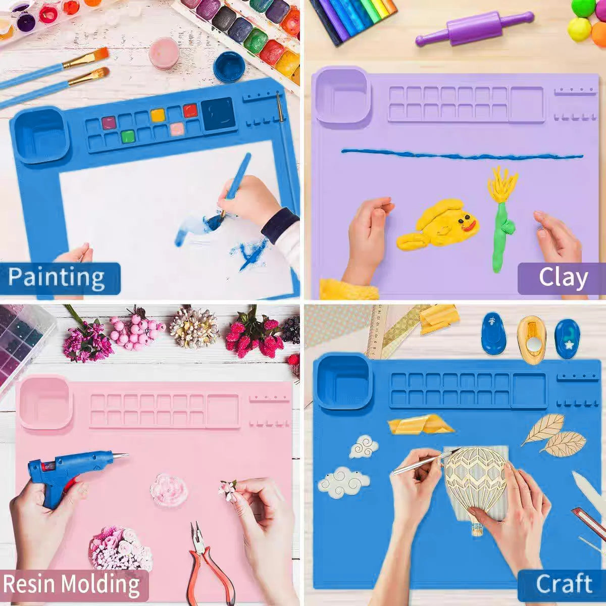 1PCS Silicone Painting Pad Brush Holder Silicone Art Painting Palette Washable Graffiti Mat Birthday Gift Oil Paint Pad Qme