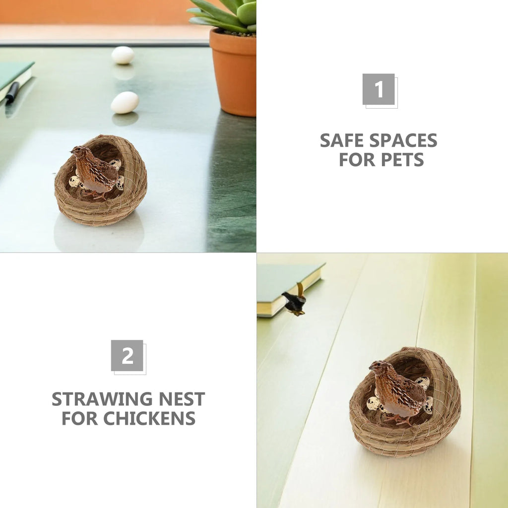 3Pcs Handwoven Straw Bird Nest 5.5 Inch Cozy Breeding Nest for Finch Canary Lovebird Parrot Rabbit Guinea Pig Small Animal Qme