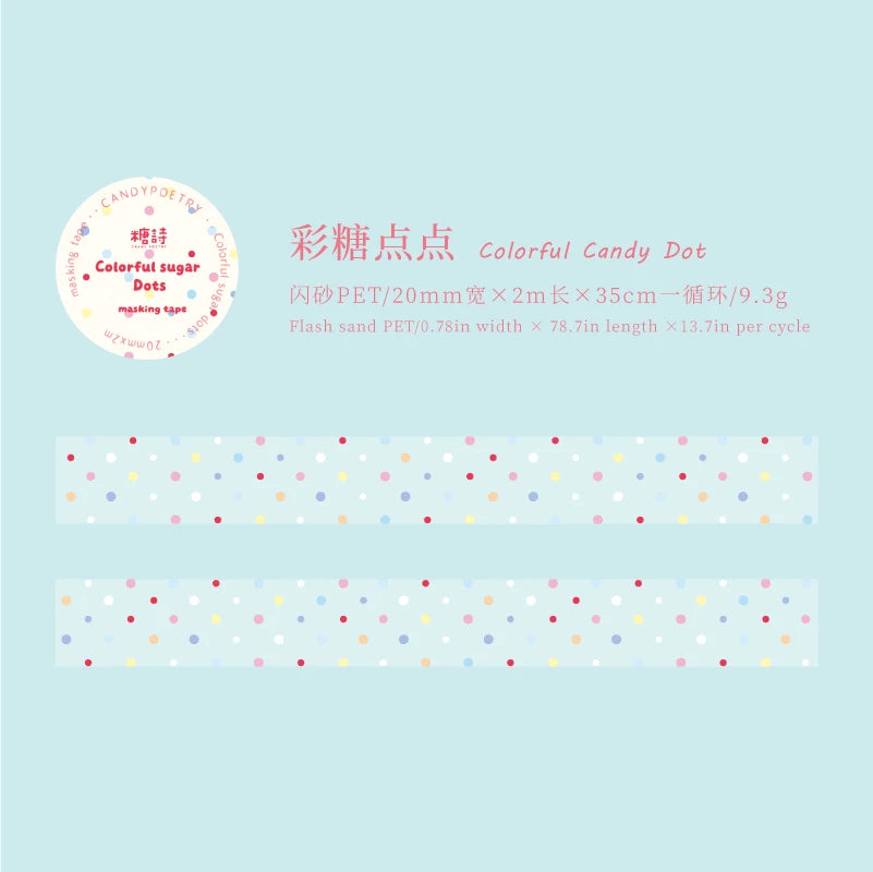 1Roll Colorful Polka Dot Star Glitter PET Tape Transparent for Scrapbooking Journaling Collage Decorate Phone Case Notebook Qme 2