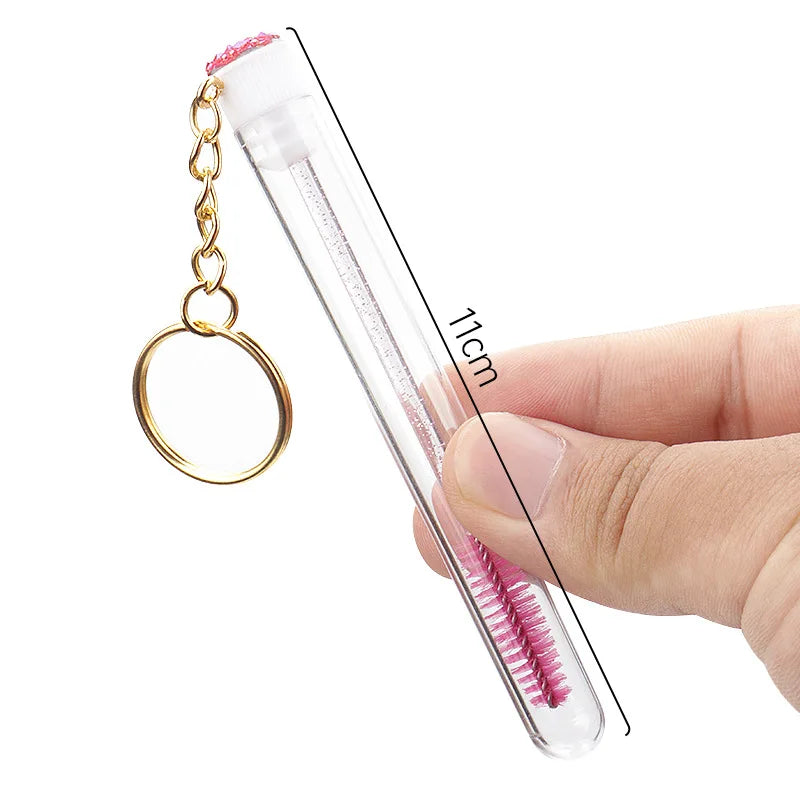Reusable Eyelash Brush Tubes Gold Keychain Sparkling Lash Mascara Qme