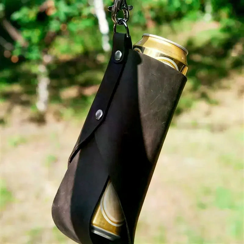 Leather Beer Bottle Waist Portable Beer Belt Bag Handy Wine Bottles Beverage Can Holder Outdoor Drink Can Holder Qme