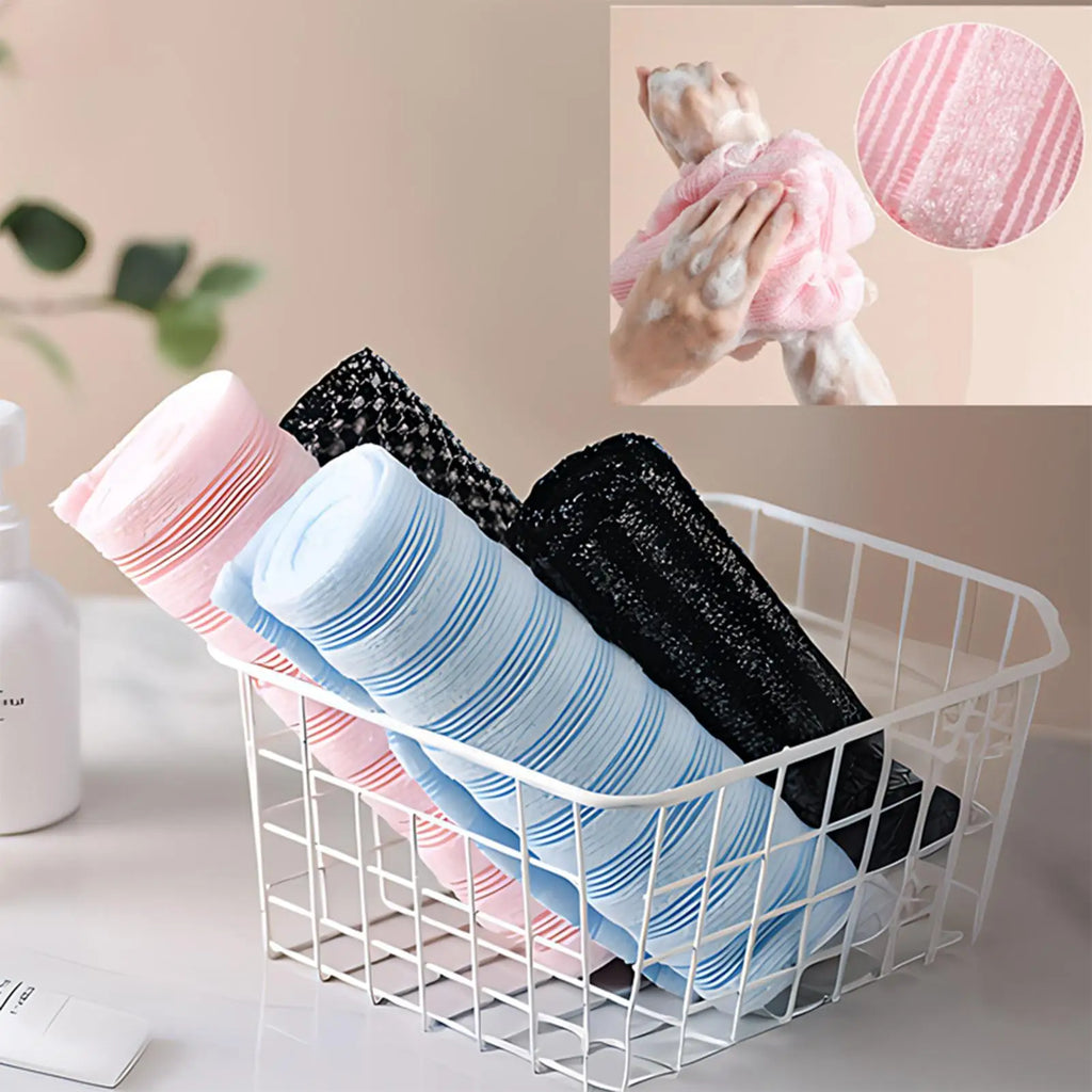 Back Scrubber for Shower Bath Body Exfoliator Wash Cloth Towel Striped Design Cleaning Tool for Home Dormitory Travel Business Qme