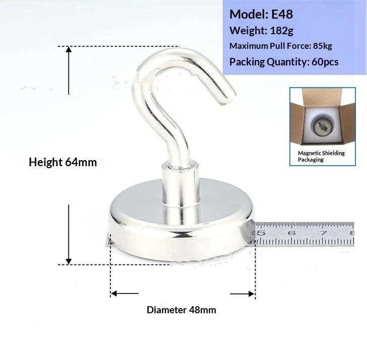 Magnetic Hooks With Premium Electroplated Finish, No-Drill Damage-Free Strong Hanging Solution For All Ferromagnetic Surfaces Qme a