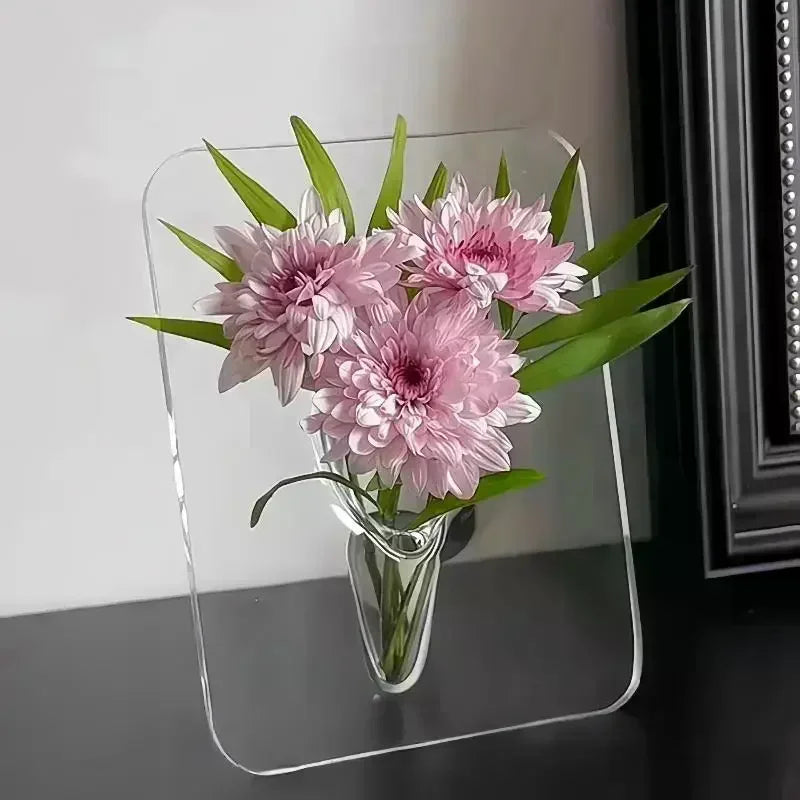 Instagram-Style Photo Frame Vase Simple Transparent Acrylic For Hydroponic Flower Arrangement Entryway Vase Living Room Ornament Qme