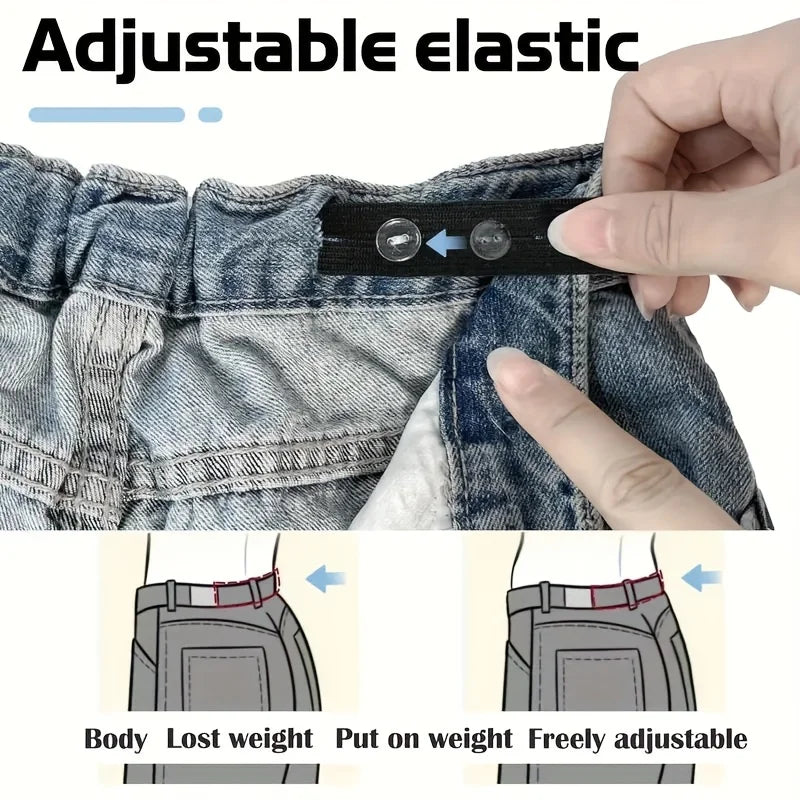 6Pcs Elastic Band Men's and Women's Adjustable Belt Tight Set - Seam-free Pants Button Adjuster Qme