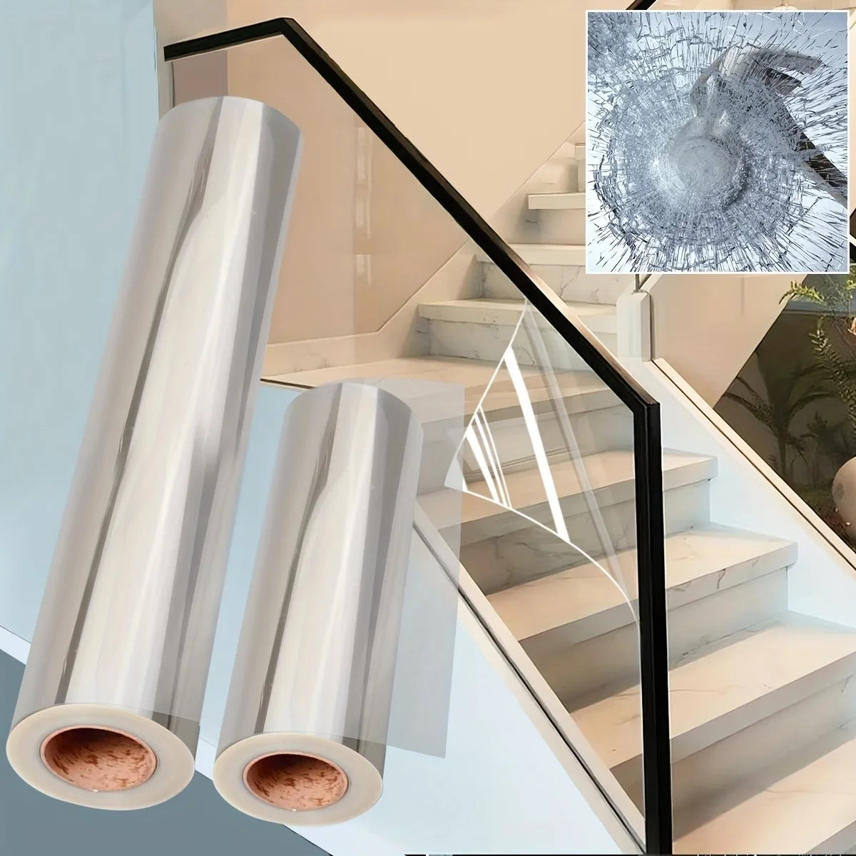 Self-Adhesive Window Film Transparent Shatterproof Safety Window Film Provides Barrier Protection Suitable For Home And Office. Qme