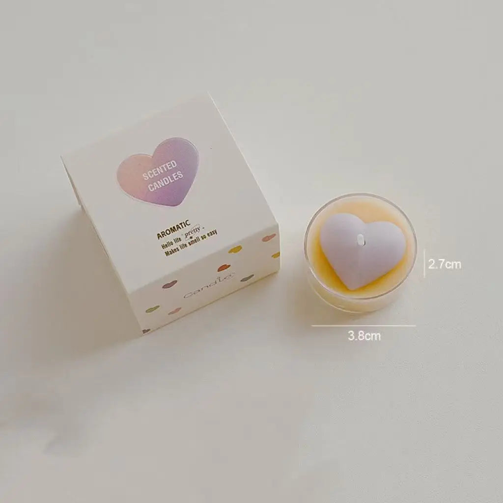Tiny Heart Fragrance Candles Vibrant Scent Tealights Household Qme purple and yellow