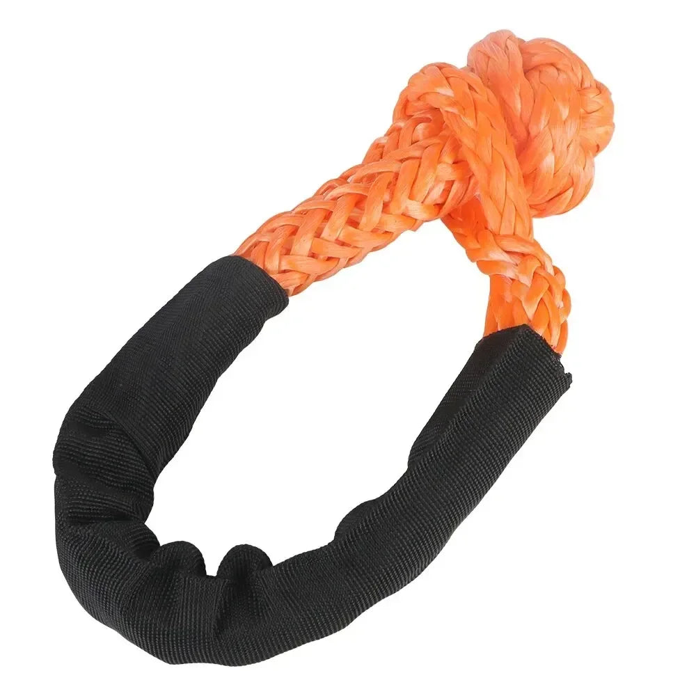 Synthetic Fiber Soft Shackle for Vehicle Recovery Off Road Towing Ropes Car Trailer Pull Rope with Protective Sleeve 38000 Lbs Qme Orange