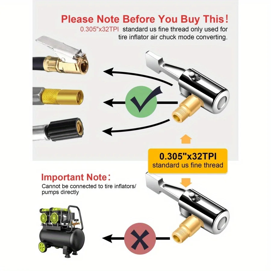 Car Tire Inflator Nozzle Quick Connect Air Chuck For Tire Pump Qme