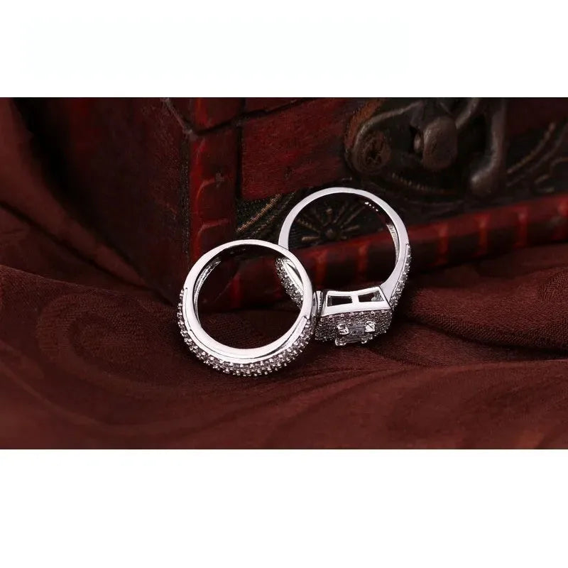 925 Sterling Silver Color Engagement Ring Romantic Fashion Jewelry Cubic Zircon Bezel Set Decoration for Women Girls Wholesale Qme