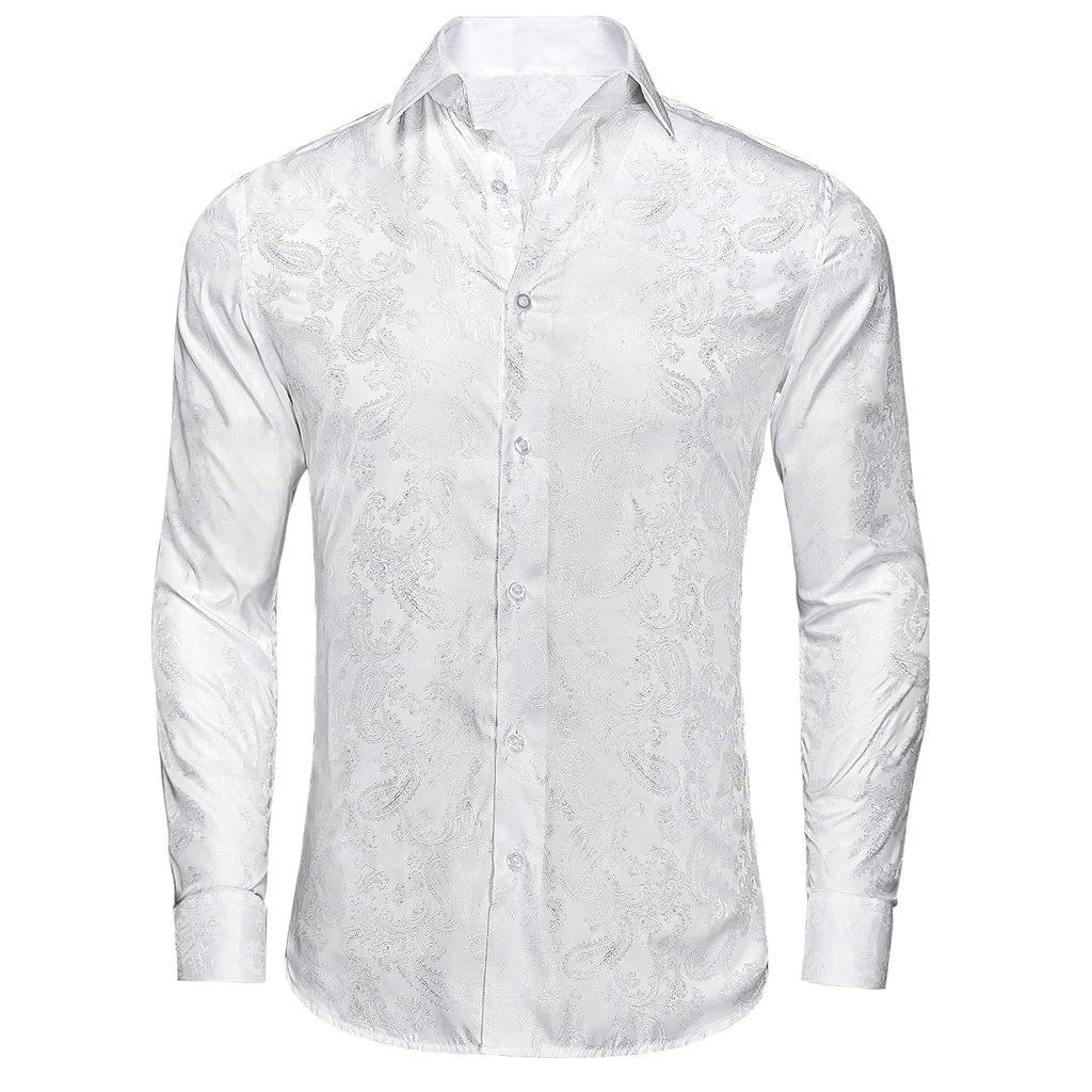Men's Fashion Business Shirt Purple Paisley Jacquard Pattern Suitable for Everyday Casual Outings Qme CY-1036 XXXL