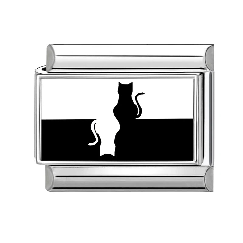 2026 Women's Black Heart Tulip FlowerS Cats Taichi 8 Ball Italian Charms Bracelets Fit 9mm Stainless Steel Bracelet Jewelry Gift Qme Style 14