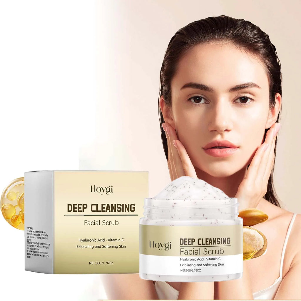 Deep Cleansing Facial Scrub Exfoliating Facial Cleansing & Pore Refining Removal Dead Skin Oil Control Smooth Hydrated Skin Qme