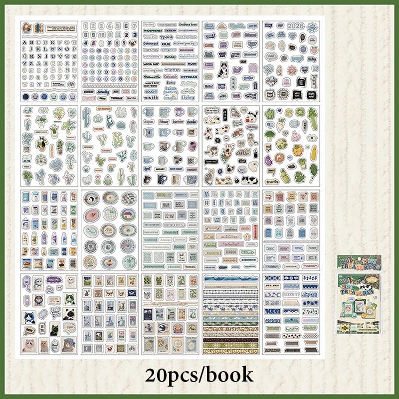 Embroidered-Look Cute Pets Sticker Book, Healing Story-Based Creative Supply, Stress-Relief Decor Material, Student Creators Qme B