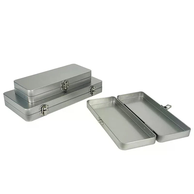 Durable Silvery Gray Metal Rectangular Box With Lid-Ideal For Bills,Cosmetics,Office Supplies Storage-Perfect For Home,Office Qme