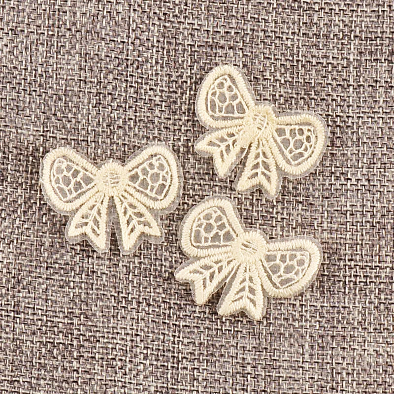 20pcs 21-55mm Mix Lace Bow Shape Appliques For DIY Clothing Bag Decoration Sewing Accessory Exquisite Patch Without Gum cp4186 Qme 20pcs 3.5x2.8cm