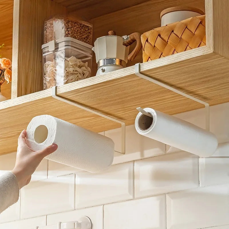 Wall Mounted Kitchen Tissue Rack Metal Non Perforated Roll Paper Qme