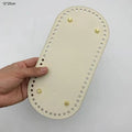 1pc DIY Bag Bottom Oval Long Bag Cushion Pad PU Leather Knitting Bag Handmade Bottom for Crochet Bag Accessories Qme White 1pc