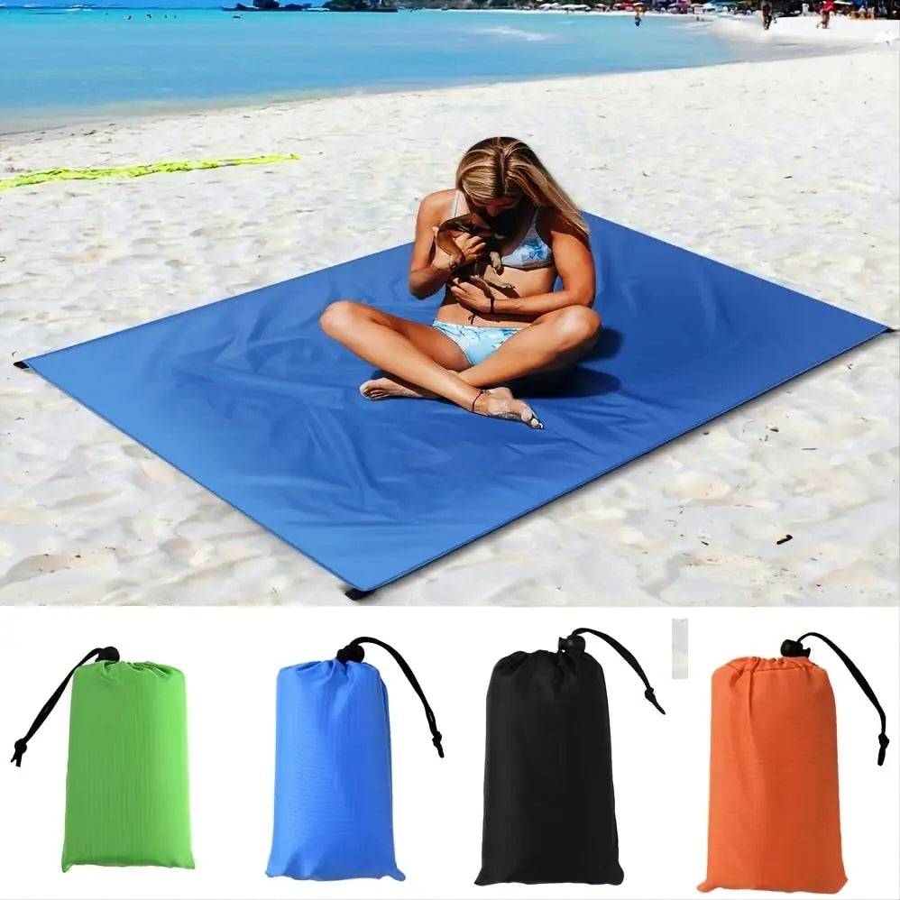 1.4*2m Waterproof Pocket Beach Blanket Folding Camping Mat Mattress Portable Lightweight Outdoor Picnic Mat Sand Beach Sunbathin Qme