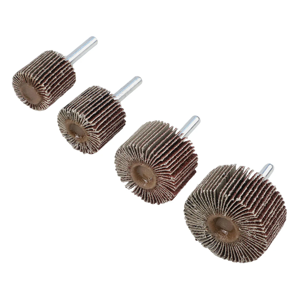 4pc Emery Cloth Sanding Flap Wheel 80Grit With 6mm Mandrel Rod Abrasive Sandpaper Polishing Tools 25 30 40 50mm For Rotary Tool Qme
