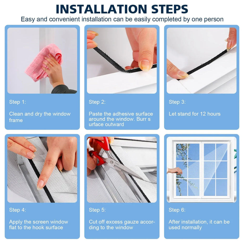 Anti Fly Mosquito Net Window Screen Mesh Adhesive Mosquito Insect Flying Bug Net Curtains for Kitchen Windows Home Protector Qme