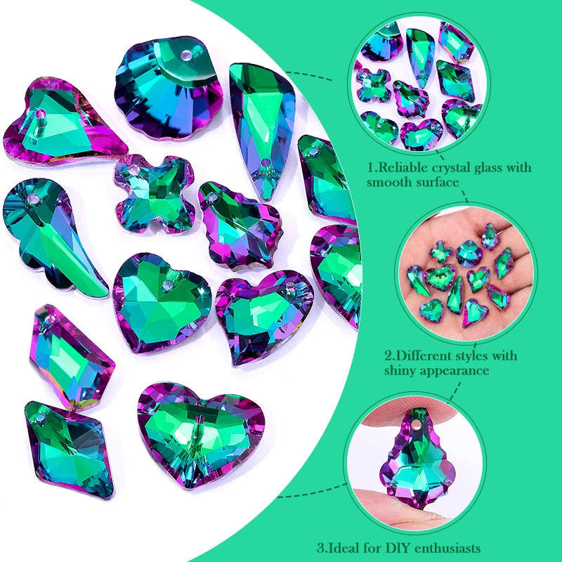 Crystal Pendant Beads Bright Color Single Hole Charm Glass Jewelry Beads Gems For Jewelry Making Supplies DIY Earrings Bracelet Qme