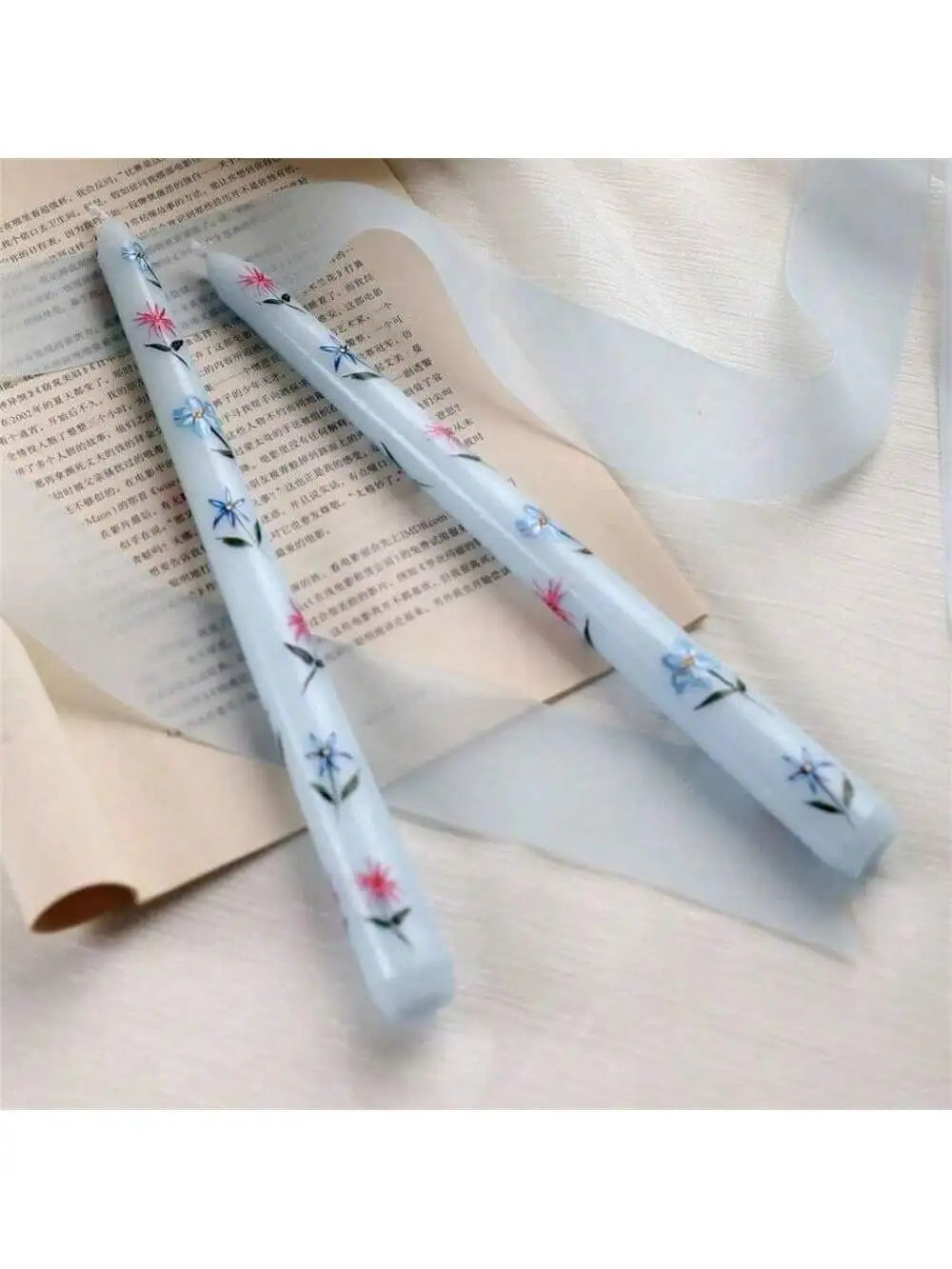 Box Printed Long Candle Christmas Winter Holiday Halloween Qme blue